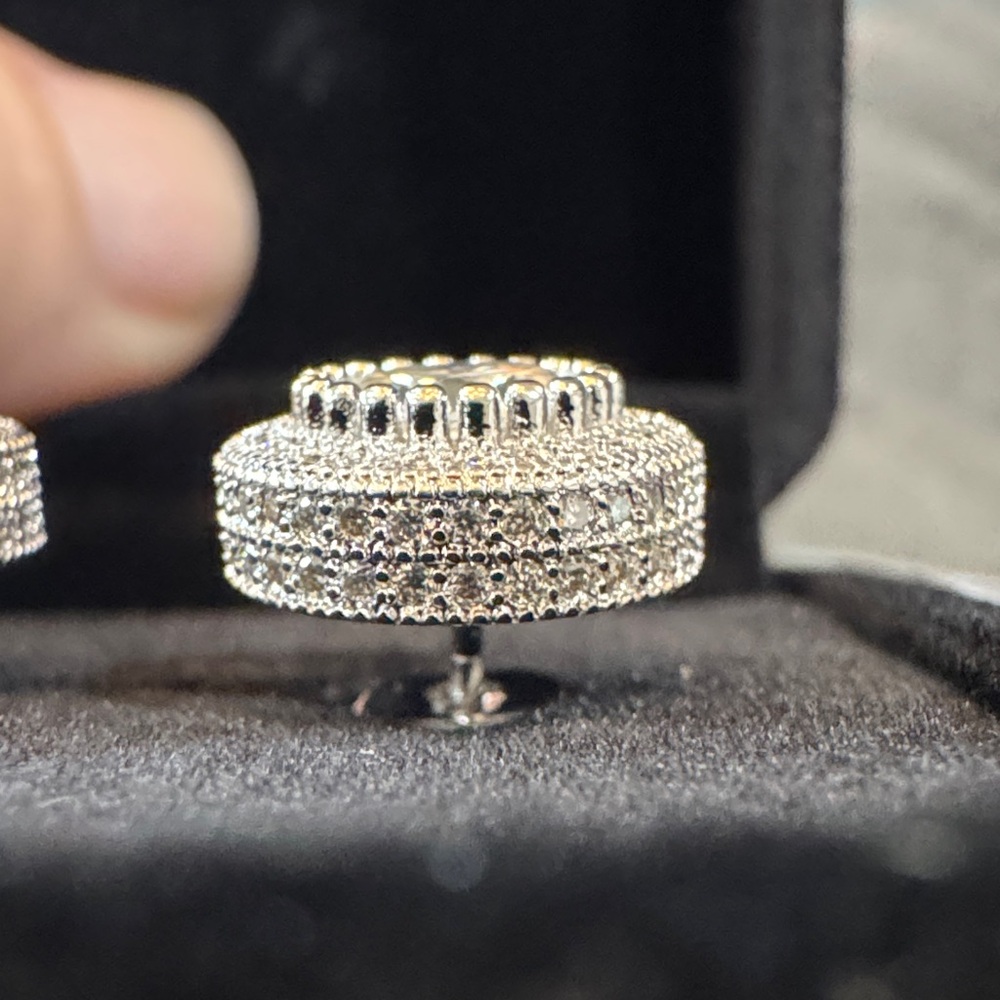Silver Round MOISANITE ****Halo Stud Earrings *** TEST LIKE A DIAMOND!!!! - Picture 3 of 4